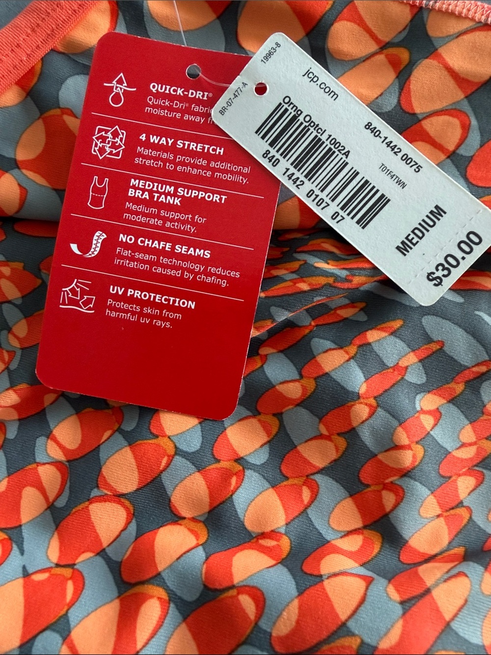 Xersion Orange & Gray Patterned Racerback Tank Top - Picture 3 of 4